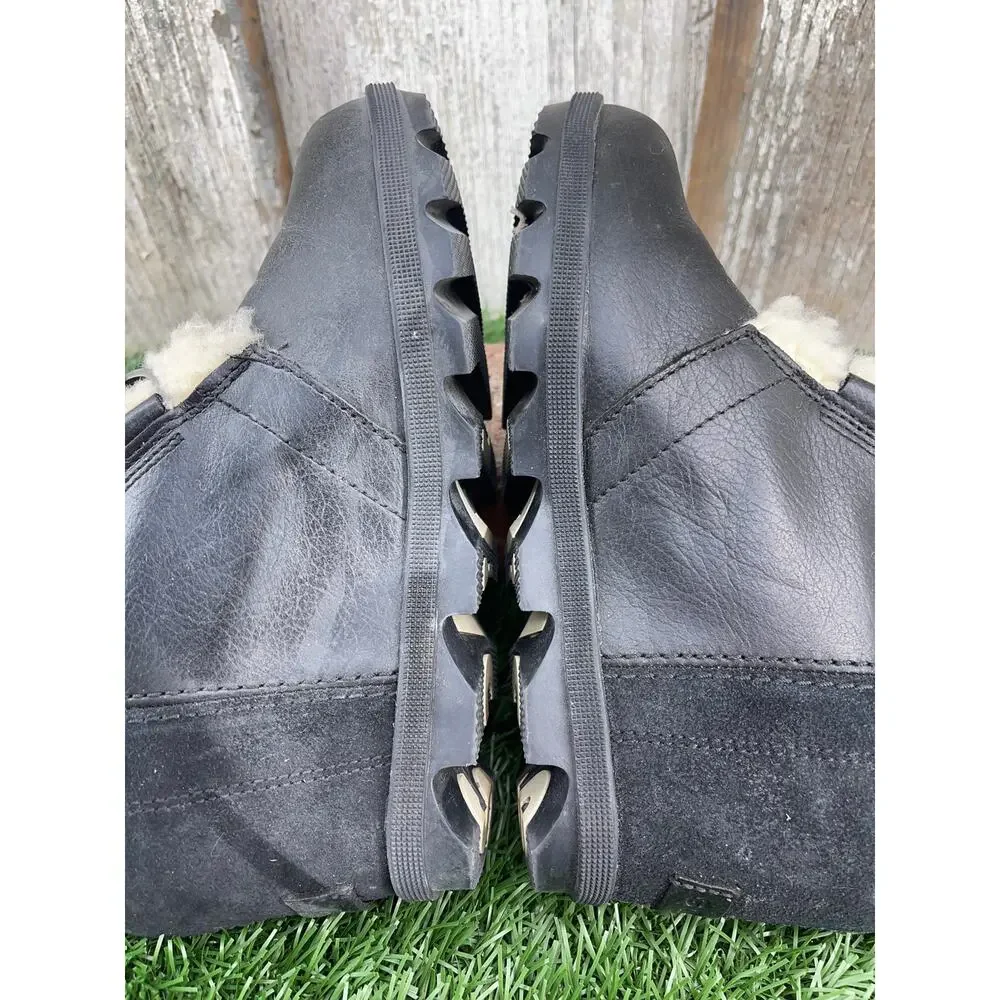 SOREL Joan of Artic III Shearling Wedge Black Leather Lace-Up Women's 6.5